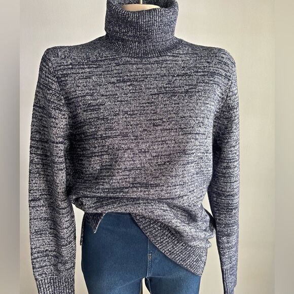 NWT J.Crew Mercantile Marled Navy Turtleneck Sweater Women’s M Wool Blend - Picture 1 of 8